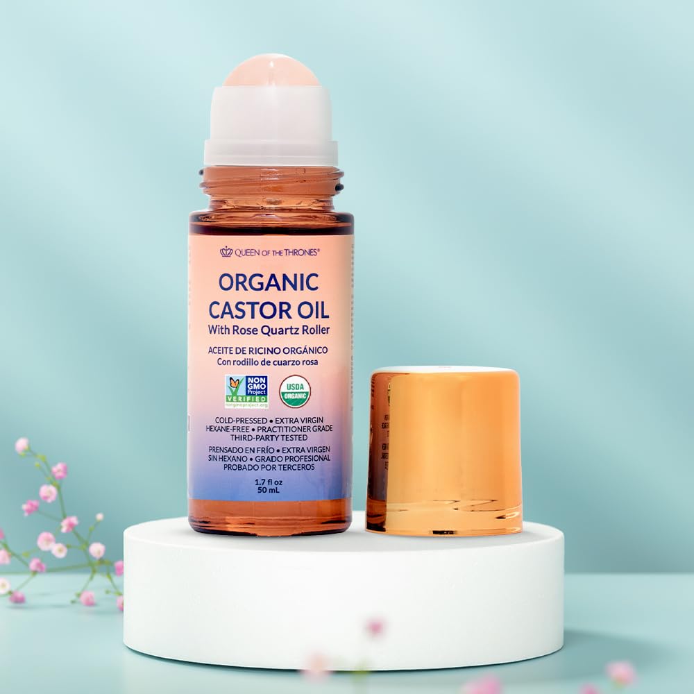Queen of the Thrones Organic Golden Castor Oil Roll-On with Rose Quartz