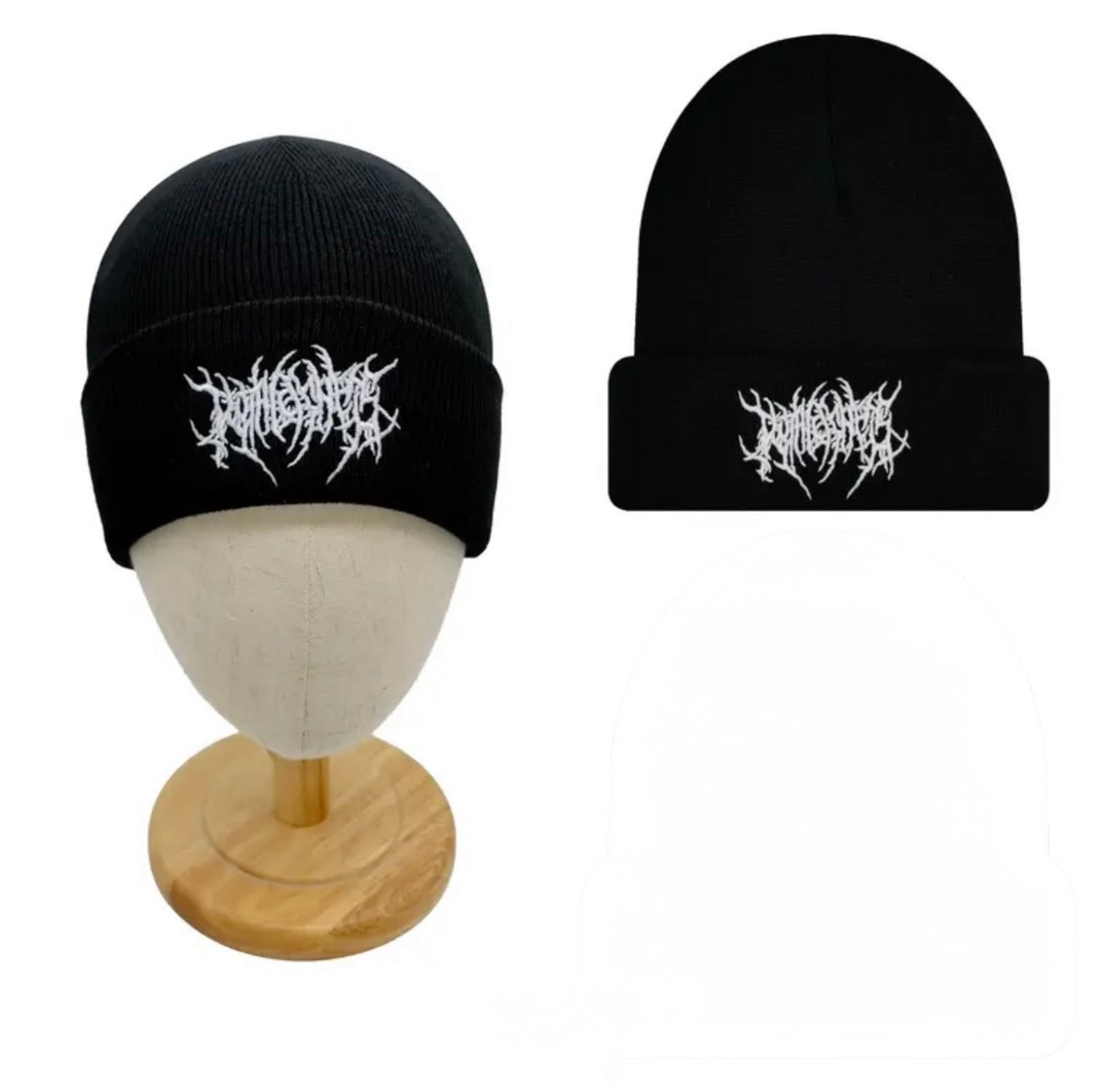 Black & White Beanie Hat Stylish Gothic Scar Embroidery Knitted Fashion Winter Cap Street Ski Soft Warm Unisex Women Teens