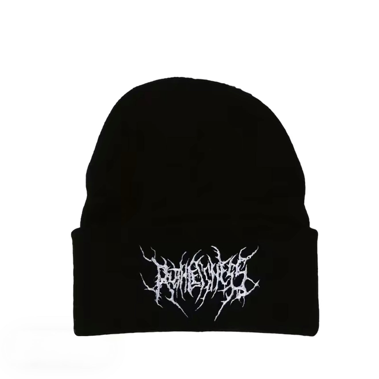Black & White Beanie Hat Stylish Gothic Scar Embroidery Knitted Fashion Winter Cap Street Ski Soft Warm Unisex Women Teens