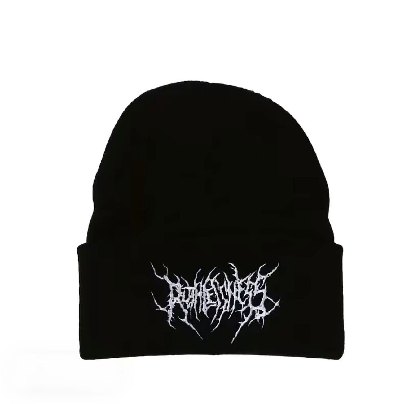 Black & White Beanie Hat Stylish Gothic Scar Embroidery Knitted Fashion Winter Cap Street Ski Soft Warm Unisex Women Teens