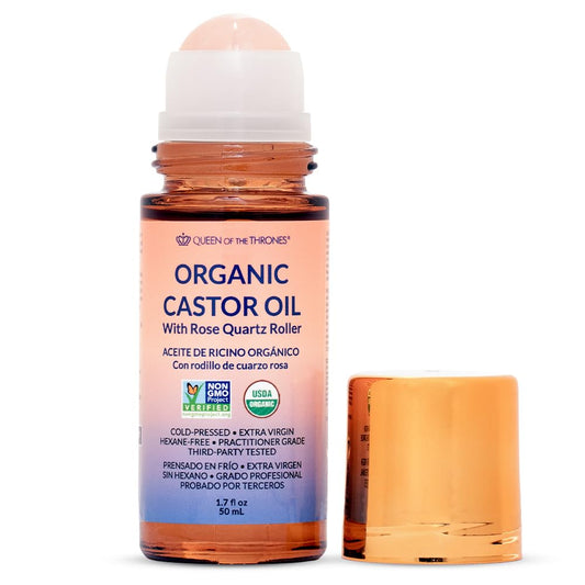 Queen of the Thrones Organic Golden Castor Oil Roll-On with Rose Quartz